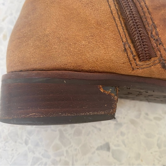 Anthropologie Distressed Leather Riding Boots Lace Ruffle Brown 6 1/2 (defect) - Picture 12 of 14